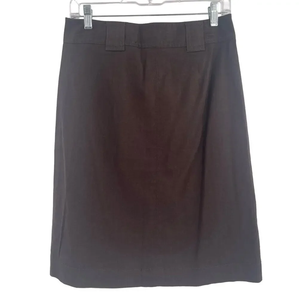 Banana Republic Espresso Brown Button-Front A-Line Skirt size 2